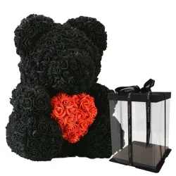 Infini rose fleur ours en peluche avec coeur 40 cm
